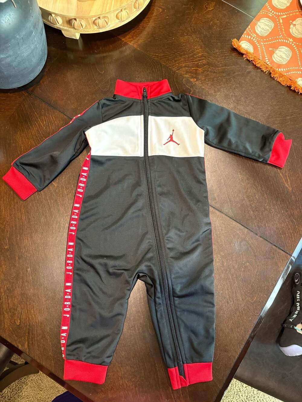 Jordan Baby Boy Black Red White Jumpman Tricot Jumpsuit 12M